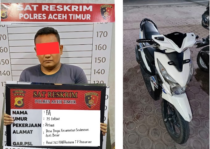 Satreskrim Polres Aceh Timur Berhasil Amankan Pelaku Pencurian Sepeda Motor
