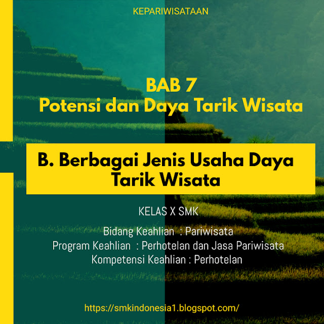 Materi Kepariwisataan X : Berbagai Jenis Usaha Daya Tarik Wisata