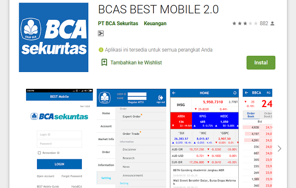 Investasi saham menggunakan BCAS Best Mobile