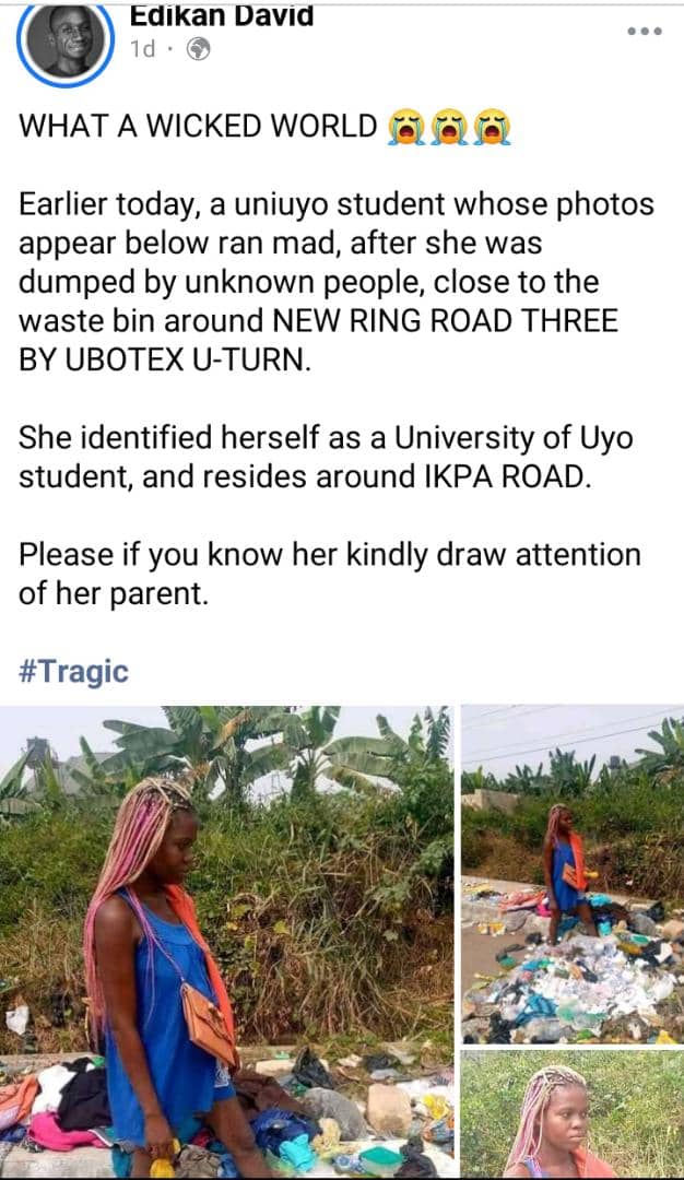 Lady dump by some Unknown men at a Dump Site in Uyo (Photos)