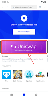 Swap Ethereum into EMax on Coinbase wallet using Uniswap