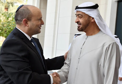 The visit of Israeli Prime Minister Naftali Bennett to Abu Dhabi and the impending visit of Indian Premier Narendra Modi may not have been deliberately scripted but they are furthering the collective interests of the new grouping (Image courtesy: Twitter/@naftalibennett)