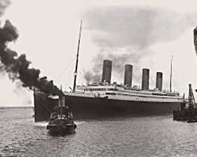 Image of RMS Titanic departing Southampton