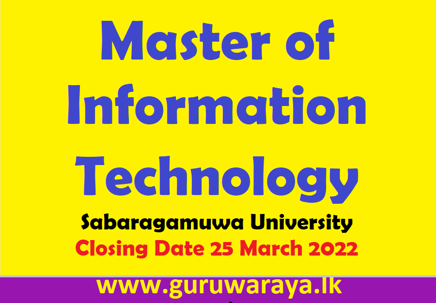 Master of Information Technology - Sabaragamuwa University