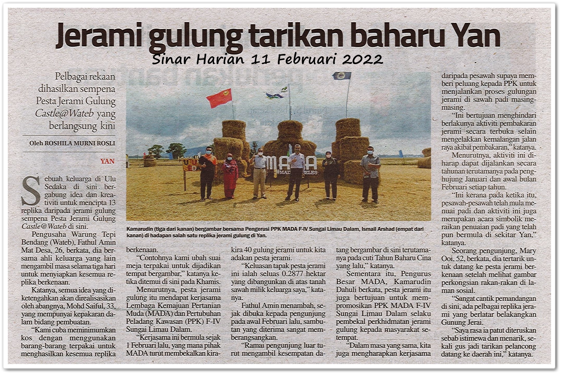 Jerami gulung tarikan baharu Yan - Keratan akhbar Sinar Harian 11 Februari 2022