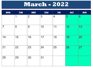 March 2022 Printable Calendar, march 2022 calendar, PDF