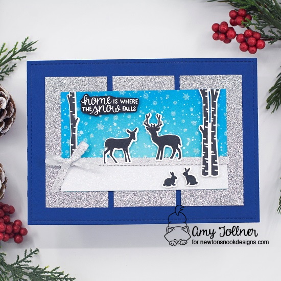 Petite Snow Stencil, Serene Silhouettes Stamp and Die Set by Newton's Nook Designs #newtonsnook #handmade