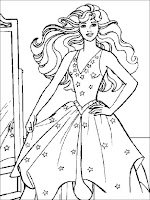 Barbie wearing prom dress coloring page