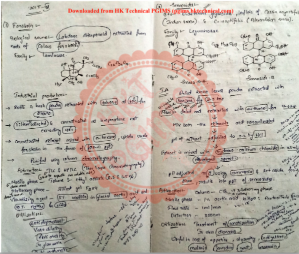 Pharmacognosy 2 (Unit-4) 5th Semester B.Pharmacy Lecture Notes,BP504T Pharmacognosy and Phytochemistry II,BPharmacy,Handwritten Notes,BPharm 5th Semester,Important Exam Notes,