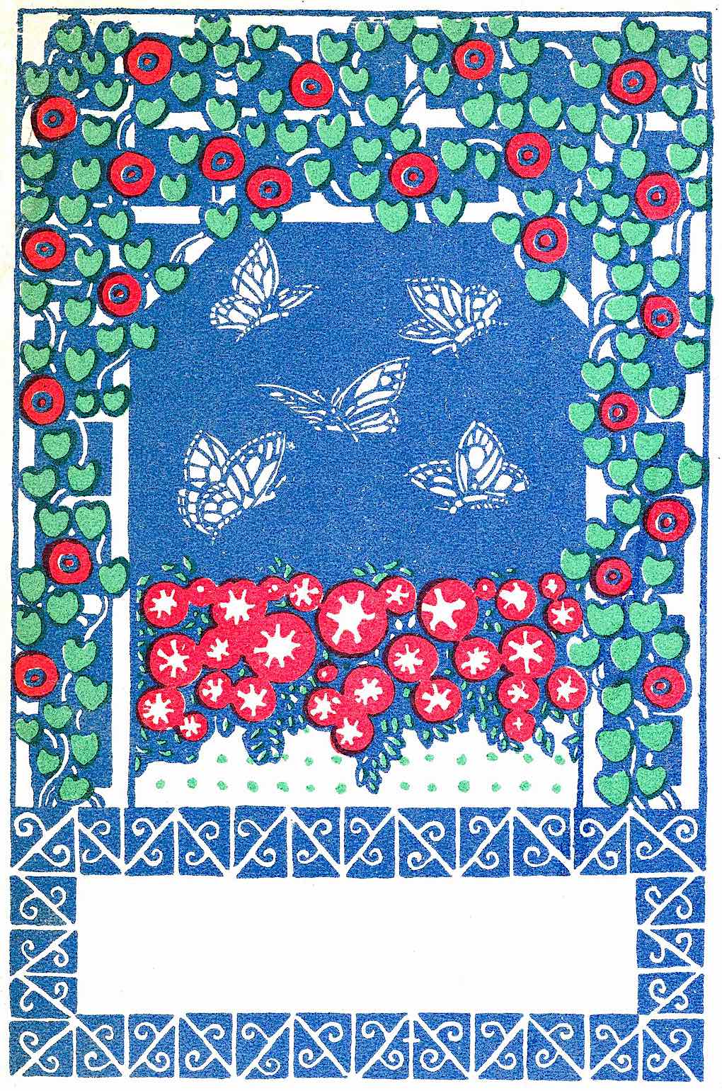 a 1907 Wiener Werkstätte post card of flowers and butterflies