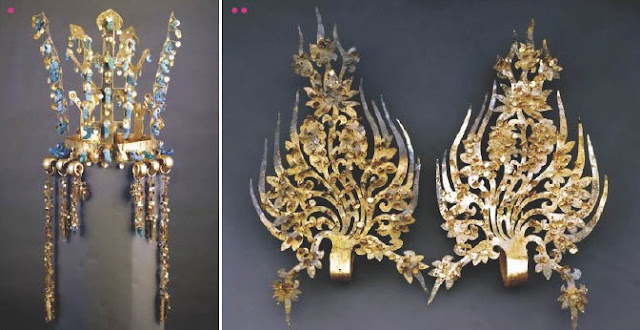 Gold crown (Silla Kingdom) | Geumjegwansik (gold ornaments for diadems)