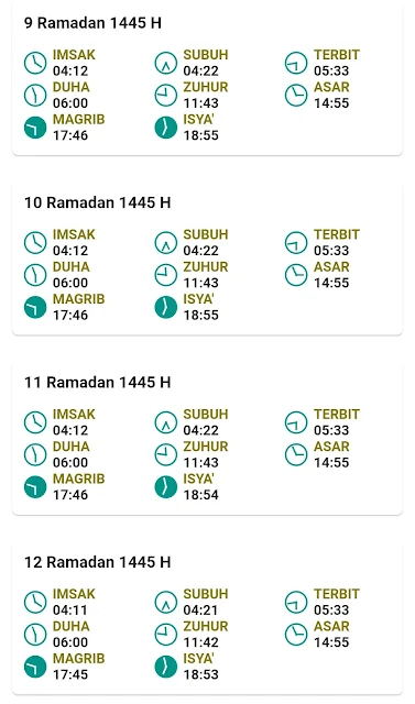 Jadwal Imsakiyah Ramadan 1445 H/2024 M Kabupaten Nganjuk Provinsi Jawa Timur