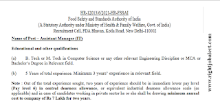 Assistant Manager - IT Engineering Jobs in Food Safety and Standards Authority of India