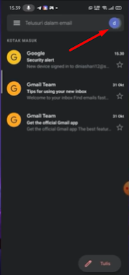 klik ikon huruf gmail