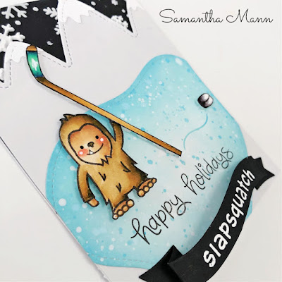 Slapsquatch Card by Samantha Mann for Get Cracking on Christmas, Lawn Fawn, Distress Inks, Ink Blending, Christmas, Christmas Card, Cards, Card Making, handmade cards, Sasquatch #lawnfawn #christmas #christmascard #getcrackingonchristmas #sasquatch #slapsquatch #cardmaking