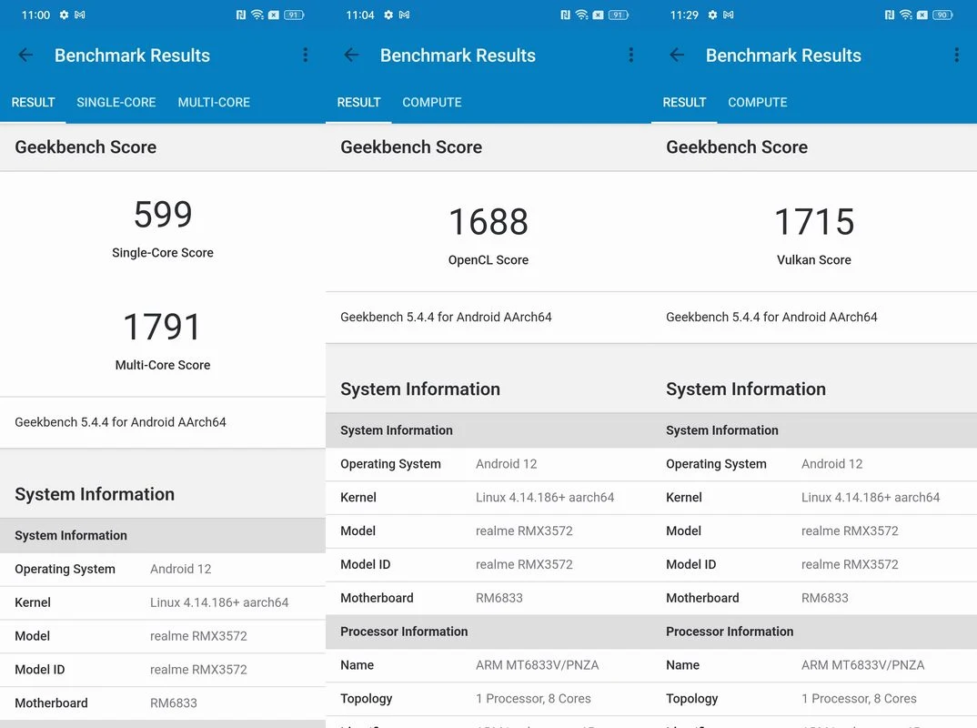 Benchmark Realme Narzo 50 5G