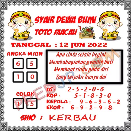 Prediksi Dewa Bumi Togel Macau Pools Senin 12-06-2023