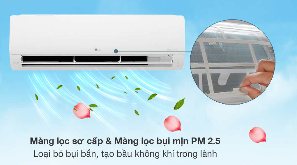 Điều hòa LG Inverter 17000 BTU V18WIN - Màng lọc sơ cấp và màng lọc bụi mịn PM 2.5 tạo bầu không khí trong lành cho căn phòng