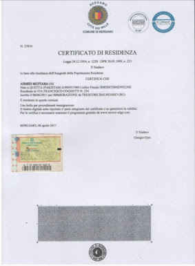 Ahmed Mujtaba Cf Italia,Ts Italia Europe And Tin Italia Europe,Immigration Comune Di Bergamo Italia.