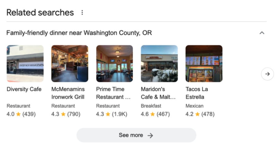Google Related Searches Displaying Local Carousel