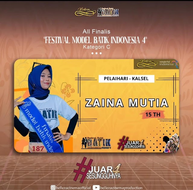 Zaina Mutia, Model Asal Tanah Laut  Optimis Raih Juara Di Pemilihan Model Batik Indonesia