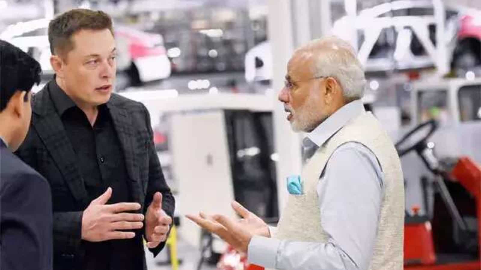 Elon Musk in India with Modi