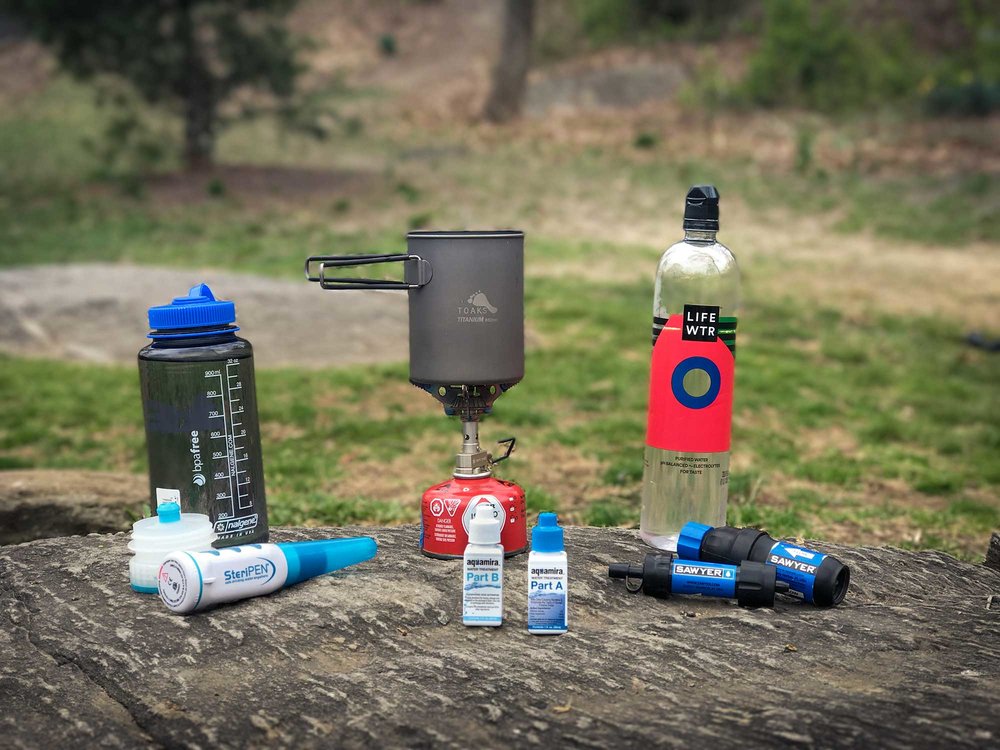 water-treatment-backpacking-steripen-aquamira-sawyer-filter-stove