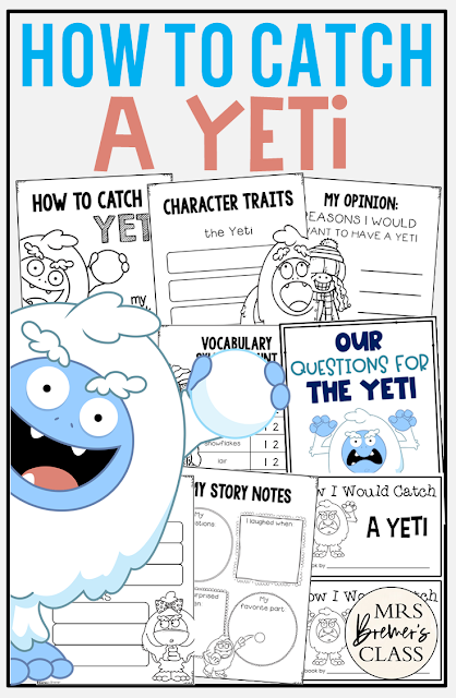 How to Catch a Yeti book activities with Common Core aligned literacy companion activities and a craftivity for winter in Kindergarten and First Grade