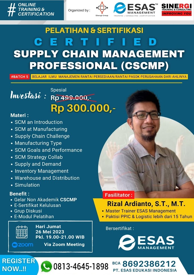 WA.0813-4645-1898 | Certified Supply Chain Management Professional (CSCMP) 26 Mei 2023