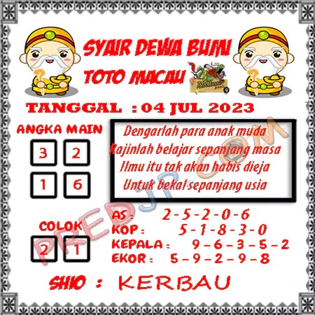 Prediksi Dewa Bumi Togel Macau Pools Selasa 04-07-2023