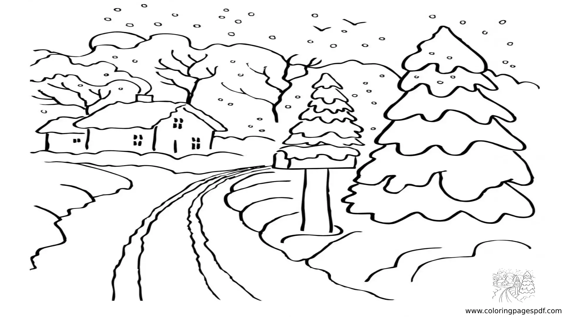 Coloring Pages Of A Snowy Road