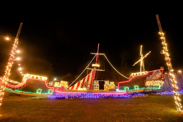 Christmas light pirate ship