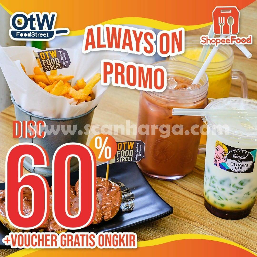 Promo OTW FOODSTREET ShopeeFood DISKON 60% + VOucher Gratis Ongkir