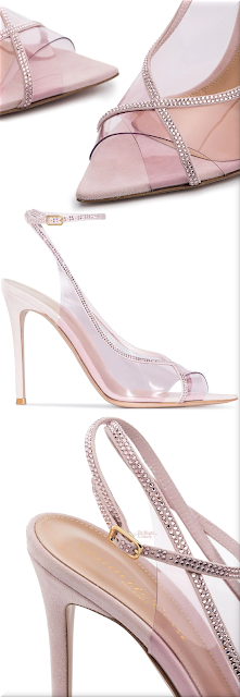 ♦Gianvito Rossi Crystelle potpourri pink slingback sandals #gianvitorossi #shoes #pantone #2022 #brilliantluxury