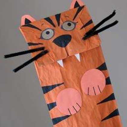 Tiger Paper Bag Puppet Craft