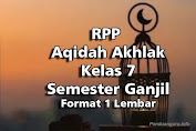 RPP Aqidah Akhlak Kelas 7 Semester 1 format 1 Lembar Kurikulum 2013 