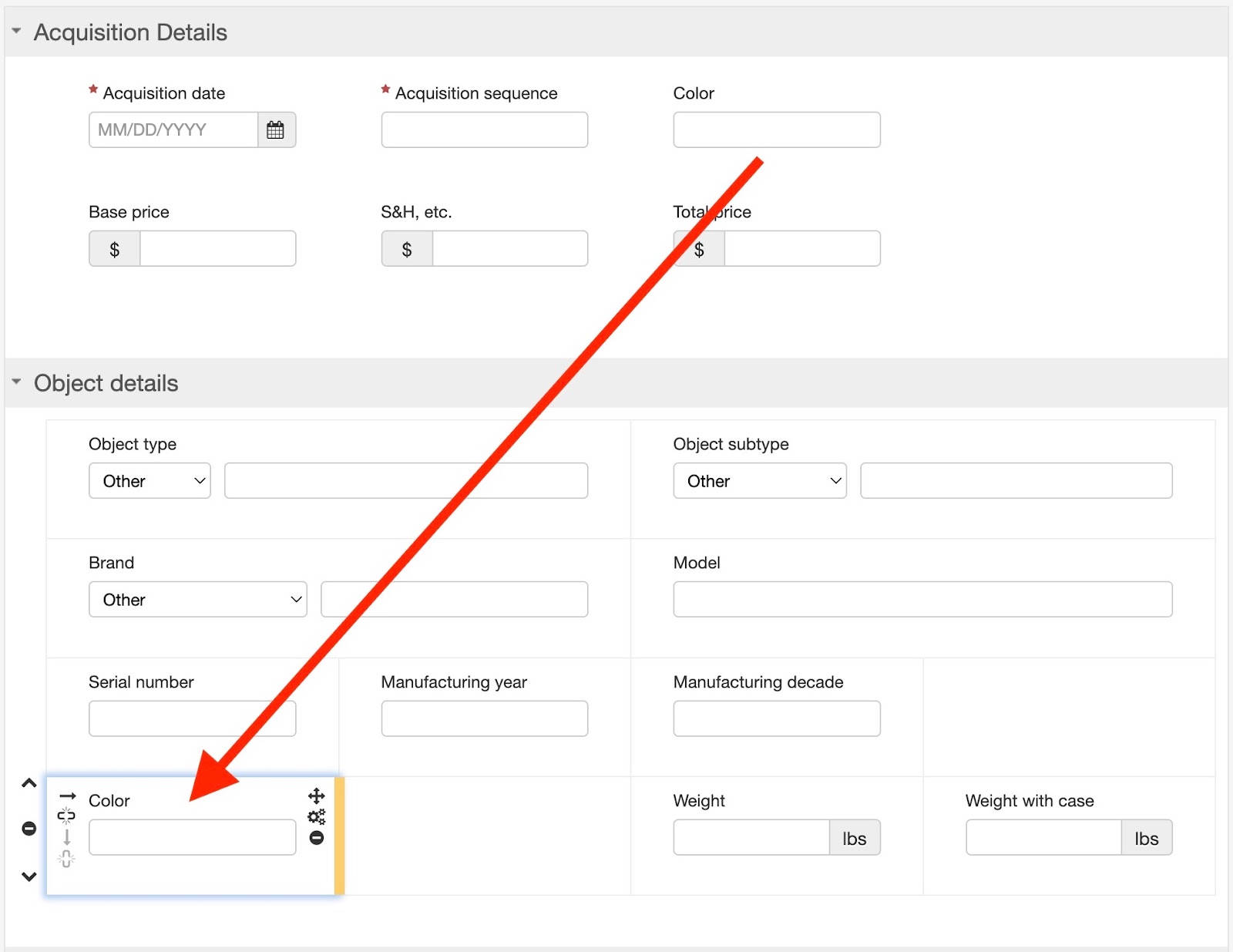 Moving a control across section boundaries