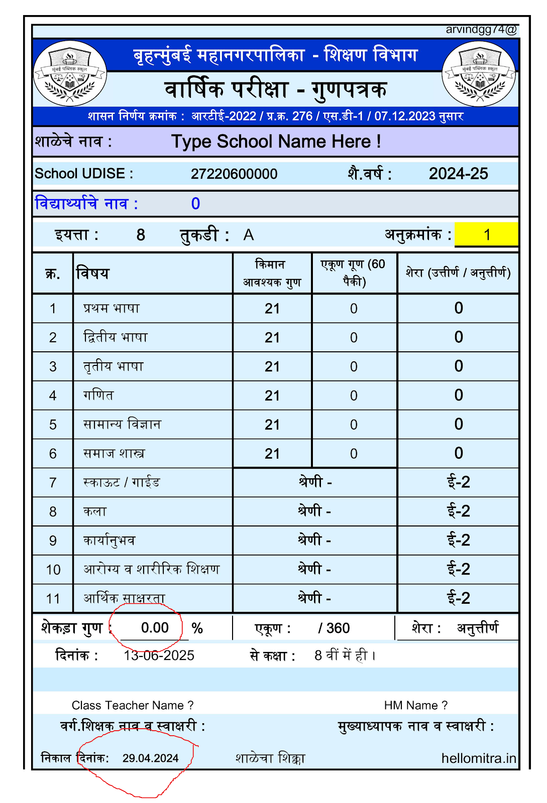 Wrong Report Card