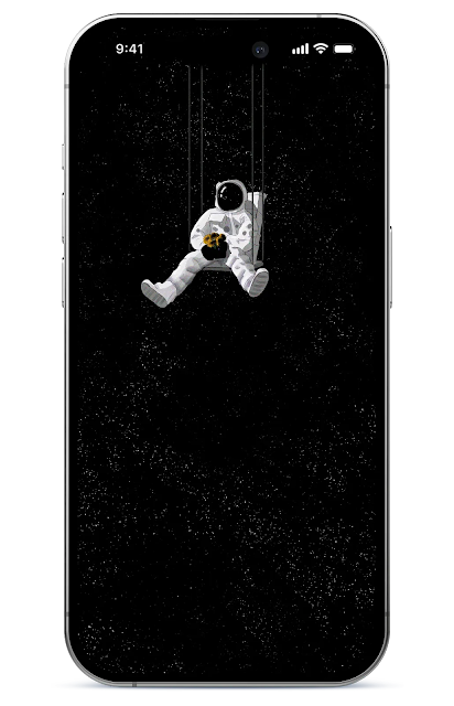 amazing 4K Black OLED Dynamic Island Wallpaper of an astronaut in the space.