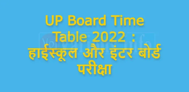 यूपी बोर्ड टाइम टेबल 2022 | UP Board Time Table 2022 : हाईस्कूल और इंटर बोर्ड परीक्षा