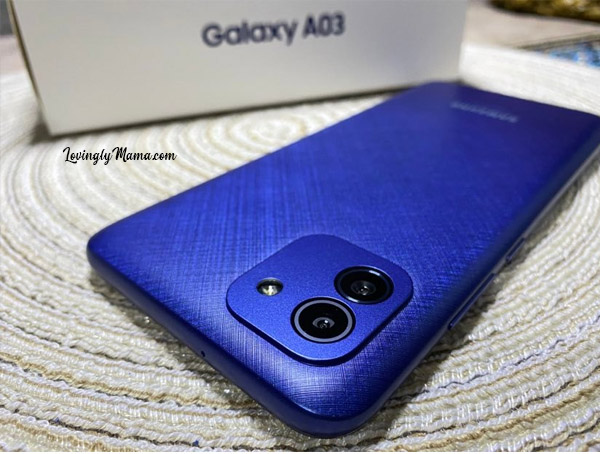 Samsung Galaxy A03, Samsung Galaxy A03 specs, Samsung Galaxy A03 price, perfect camera smartphone, camera phone, mobile photography, affordable phone, Android phone, online schooling, gaming phone, college student, senior high school virtual class, mobile connection, rear camera, blue casing, blue phone