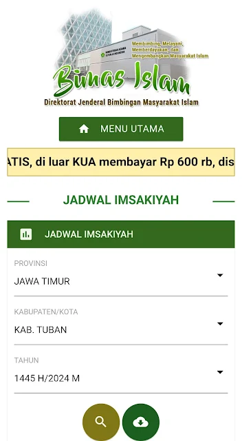 Jadwal Imsakiyah Ramadan 1445 H/2024 M Kabupaten Tuban Provinsi Jawa Timur