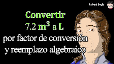 👉 Enunciado: Convertir 7.2 m3 a litros por factor de conversión y reemplazo algebraico.