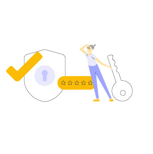 illustration of person with a giant key