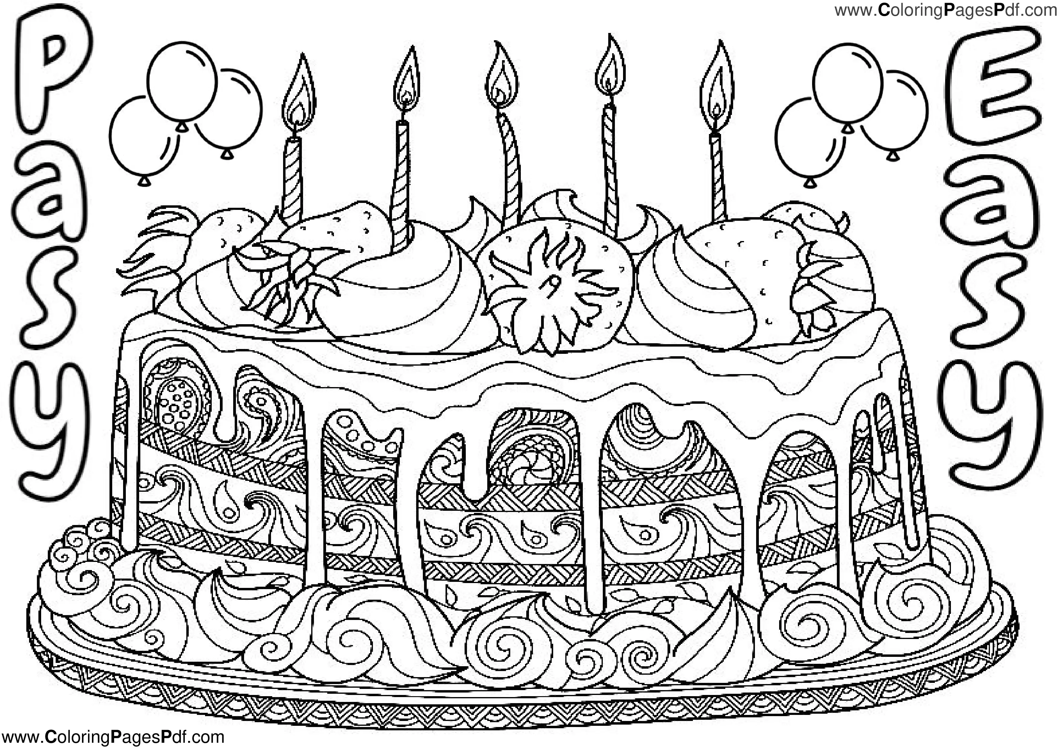 Easy cake coloring pages