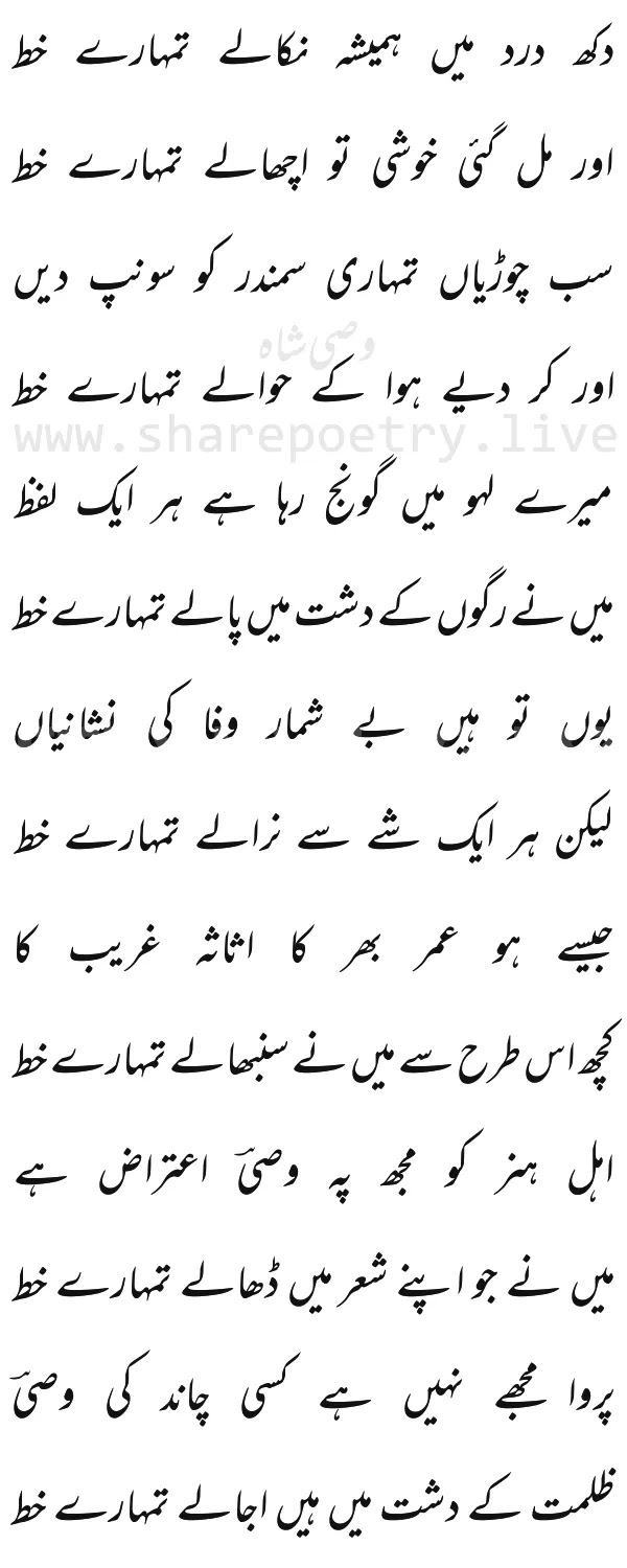 Wasi Shah Sad Ghazal In Urdu Images