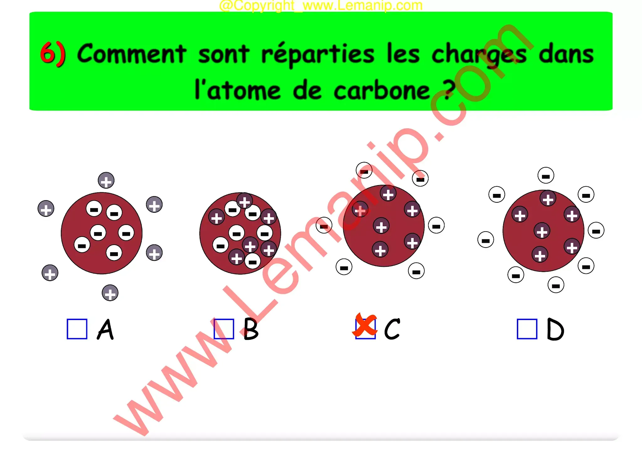 atome matiere electrone physique reponse 6