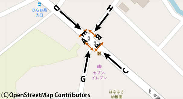 (セブンイレブン稲城平尾店の前にある交差点)/地図