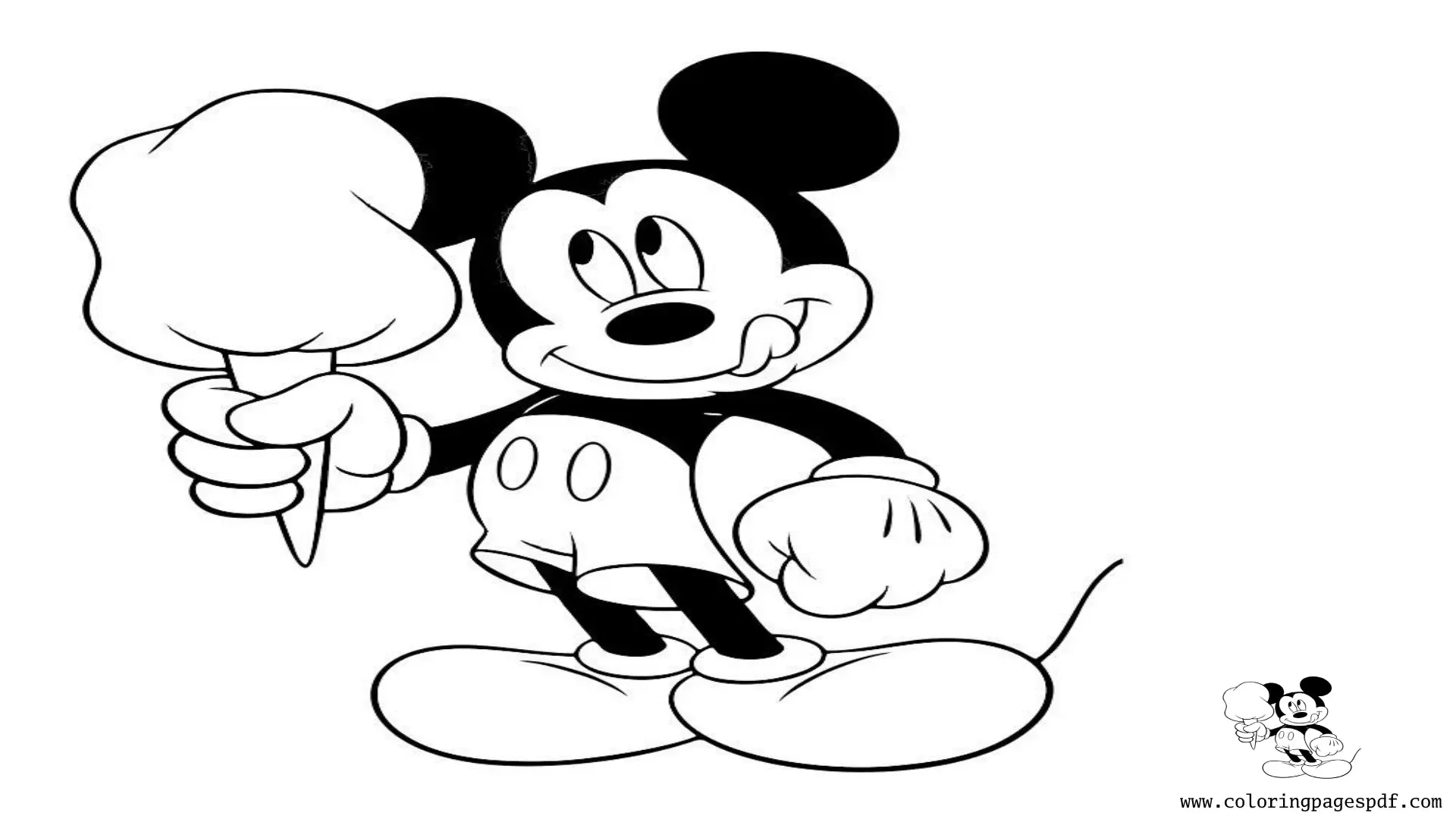 Coloring Page Of Mickey Mouse Holding Cotton Candy
