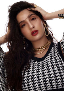 tamil star nora fatehi bold picture free download, black and white dress